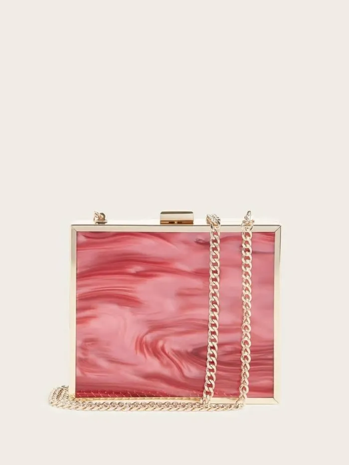 Women GUESS Handbags Sutton Box Clutch Red