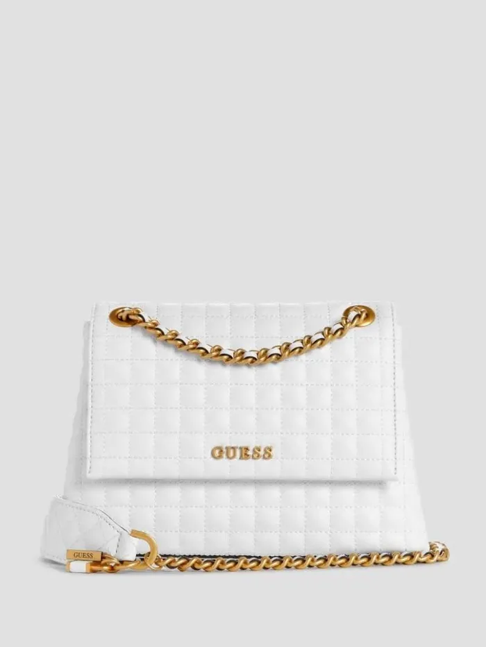 Women GUESS Handbags Tia Convertible Crossbody White Multi