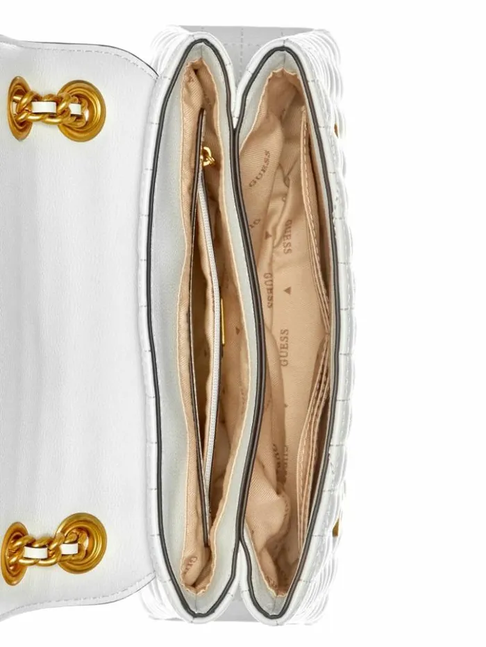 Women GUESS Handbags Tia Convertible Crossbody White Multi