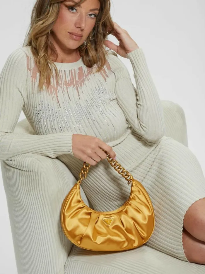Women GUESS Handbags Tori Satin Shoulder Bag Topaz