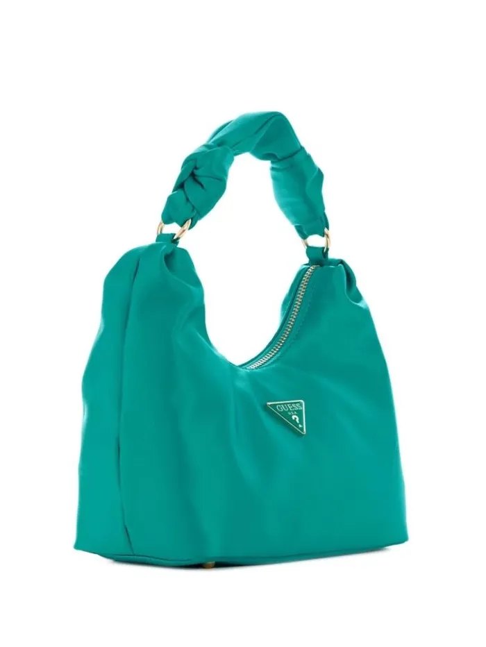 Women GUESS Handbags Velina Satin Hobo Bag Greyyarn Dye