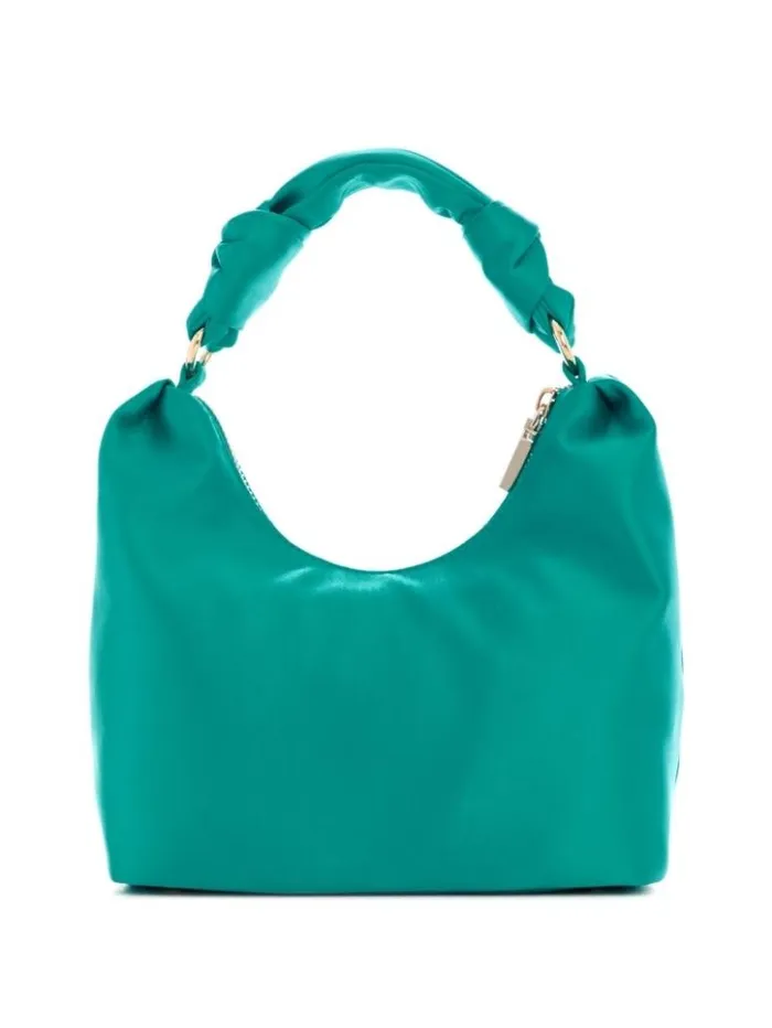 Women GUESS Handbags Velina Satin Hobo Bag Greyyarn Dye