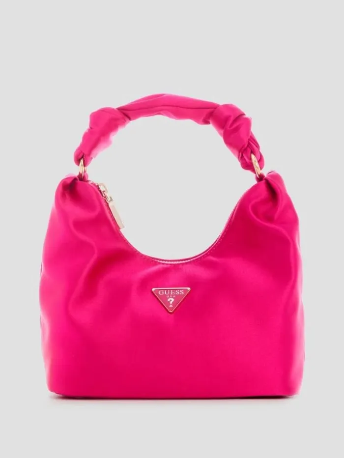 Women GUESS Handbags Velina Satin Hobo Bag Lightpastel Purple