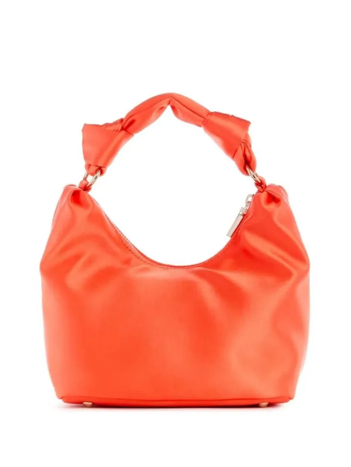 Women GUESS Handbags Velina Satin Hobo Bag Orange