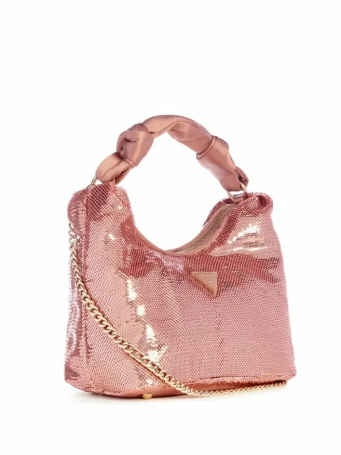 Women GUESS Handbags Velina Sequin Hobo Bag Metallic