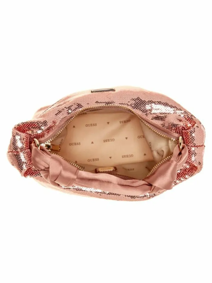 Women GUESS Handbags Velina Sequin Hobo Bag Metallic
