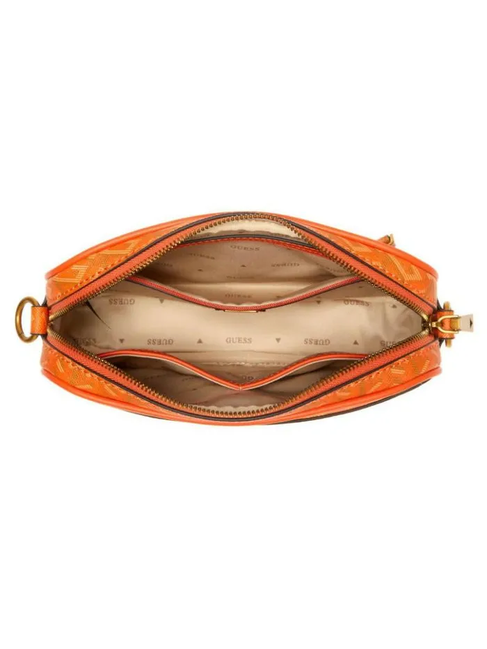 Women GUESS Handbags Vikky Camera Bag Orange Logo