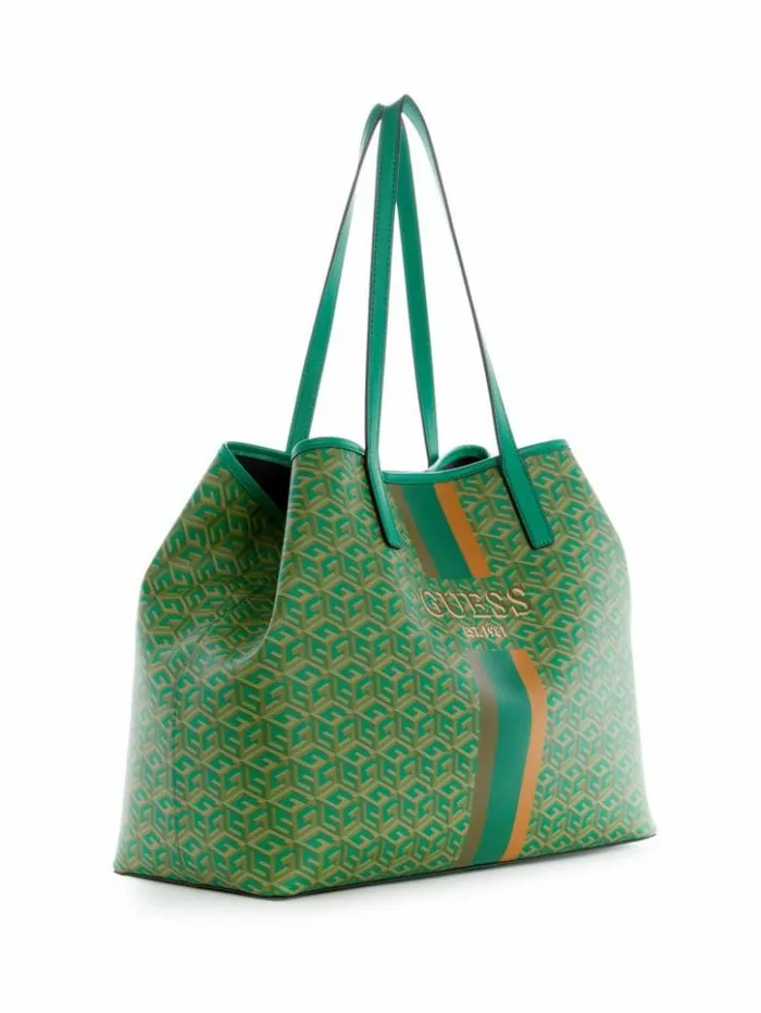 Women GUESS Handbags Vikky Large Tote Forest Logo
