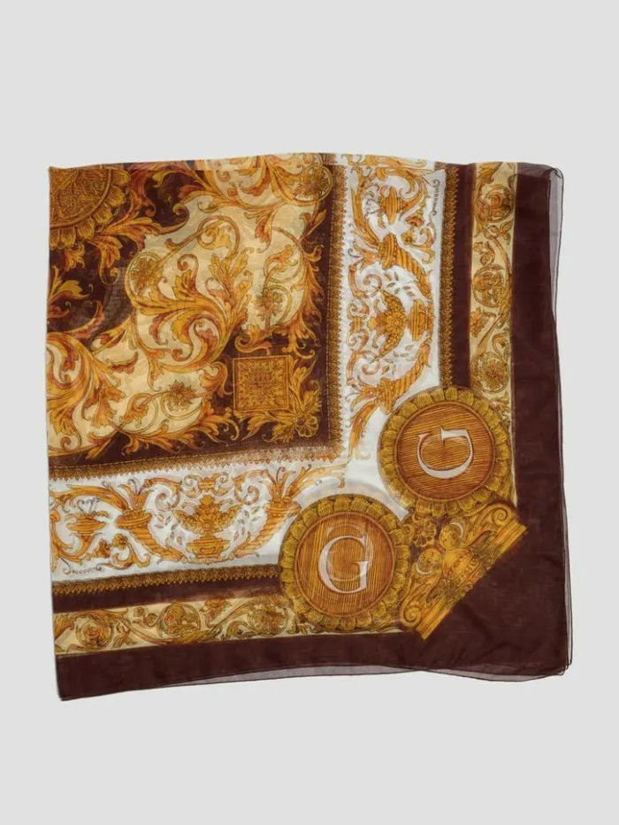 Women GUESS Hats and Scarves Eryn Sheer Silk Scarf Brown