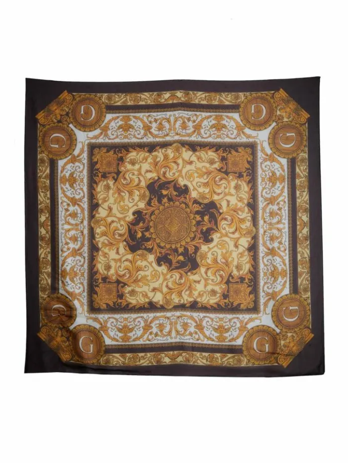 Women GUESS Hats and Scarves Eryn Sheer Silk Scarf Brown