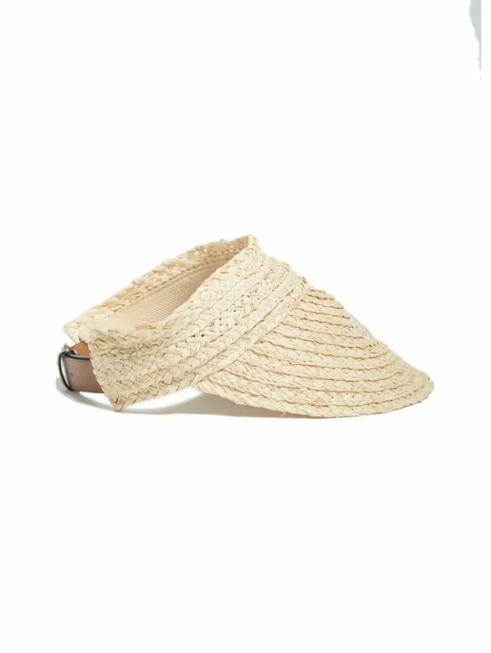 Women GUESS Hats and Scarves Lena Straw Visor White