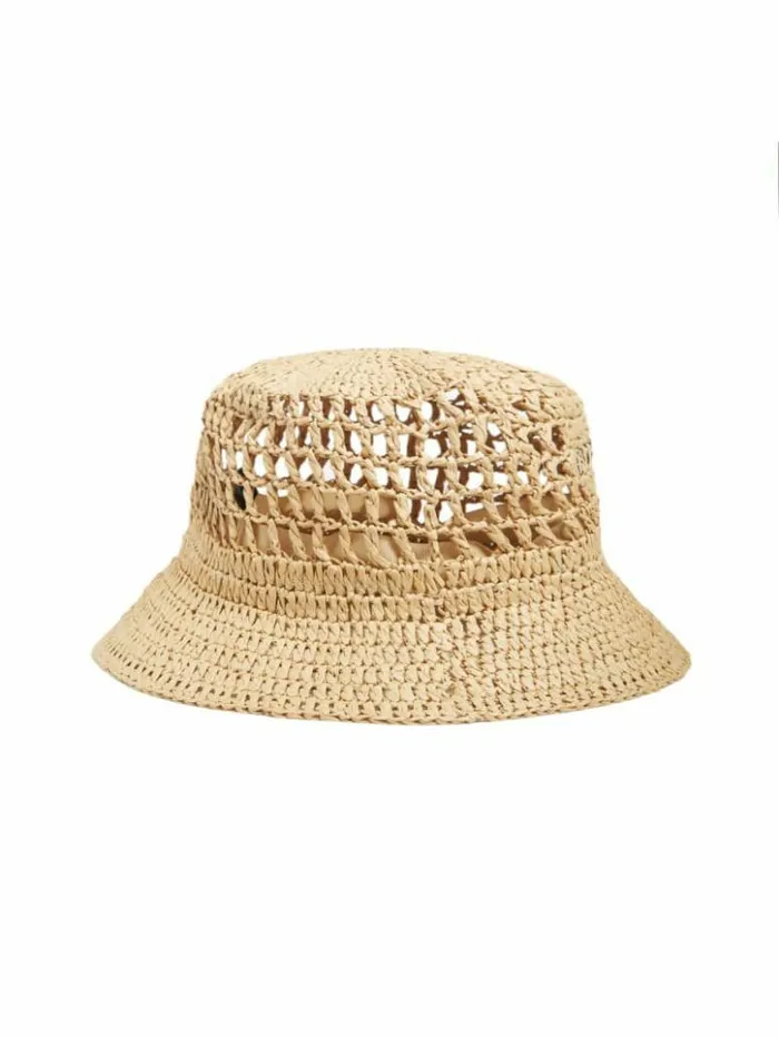 Women GUESS Hats and Scarves Mirage Straw Bucket Hat White