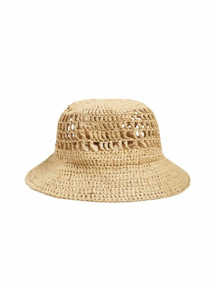 Women GUESS Hats and Scarves Mirage Straw Bucket Hat White