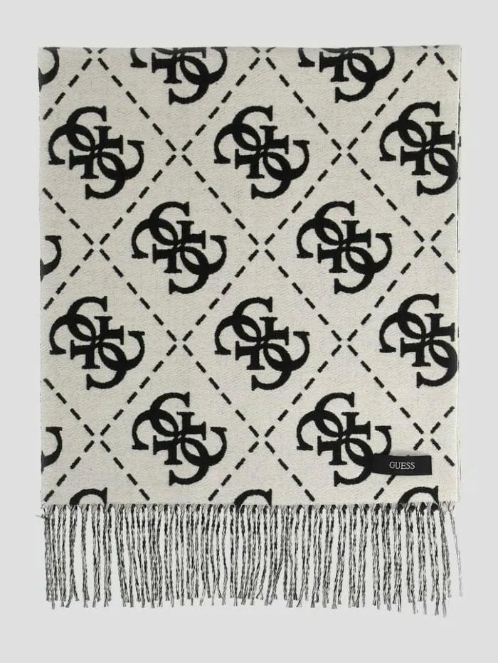 Women GUESS Hats and Scarves Quattro G Monogram Scarf Black