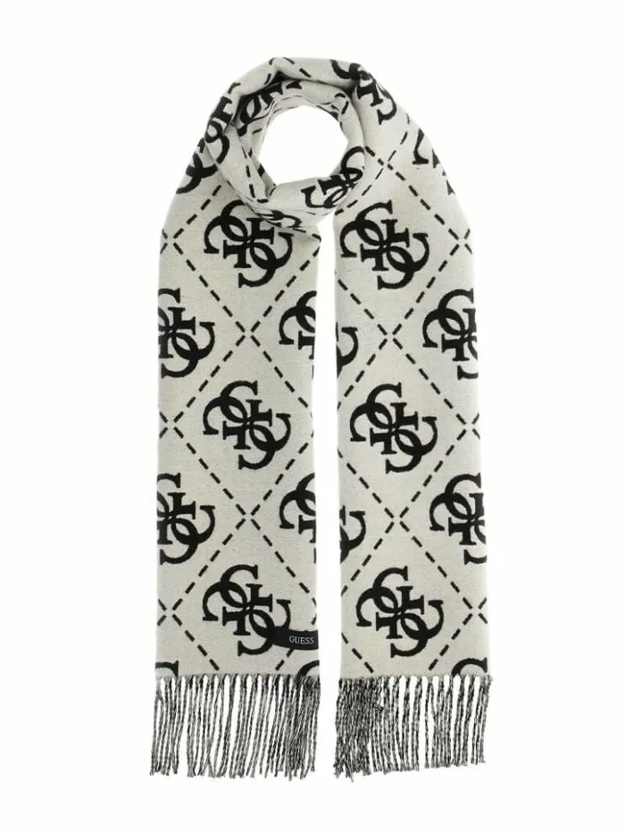 Women GUESS Hats and Scarves Quattro G Monogram Scarf Black