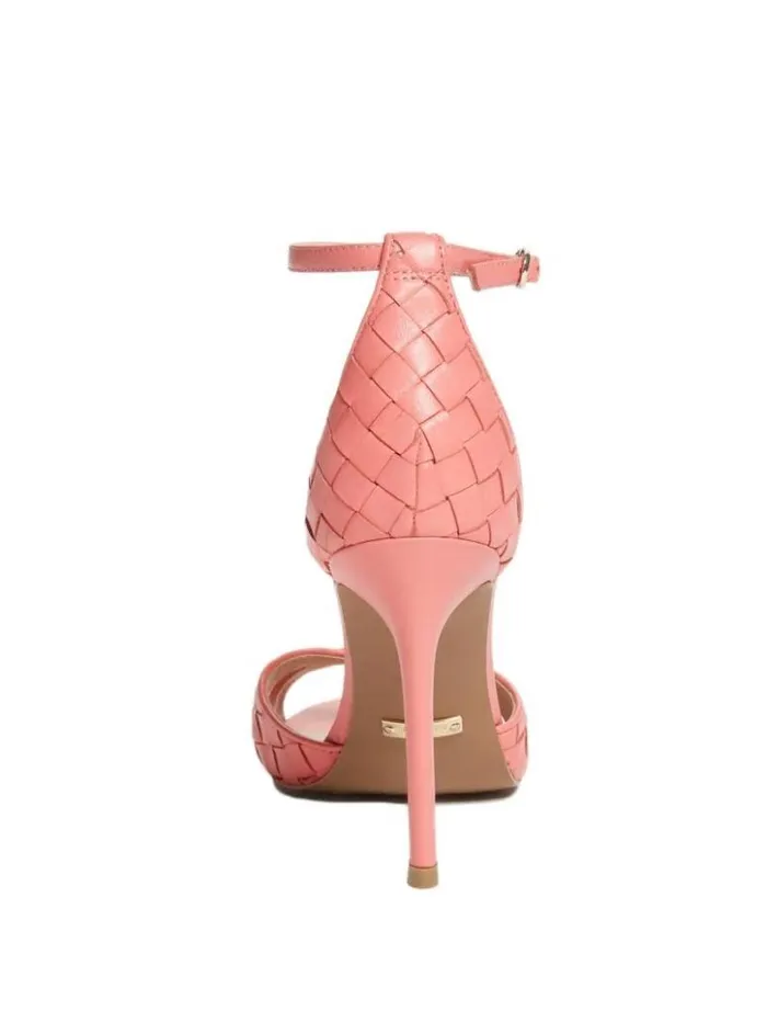 Women GUESS Heels Abieli Woven Leather Stiletto Sandal Orange