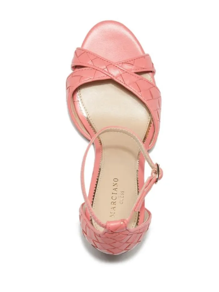 Women GUESS Heels Abieli Woven Leather Stiletto Sandal Orange