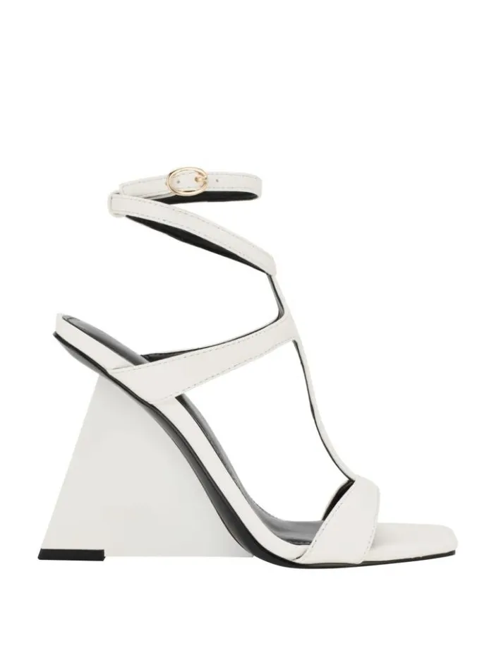 Women GUESS Heels Bacio TStrap Wedge Heels Wht Floral