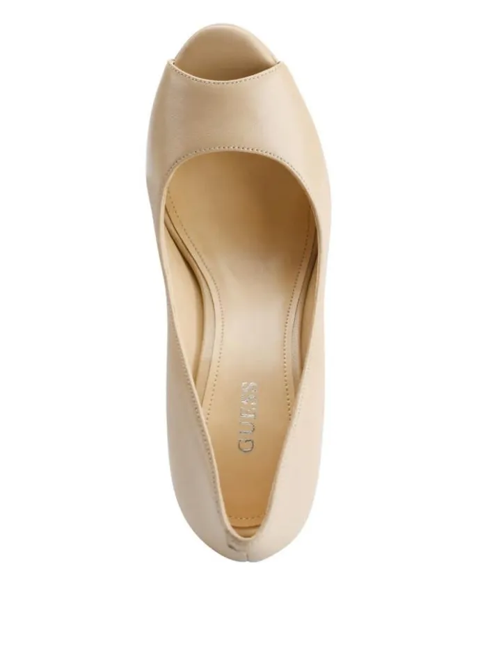 Women GUESS Heels Cacei PeepToe Stiletto Heels Light Natural 110