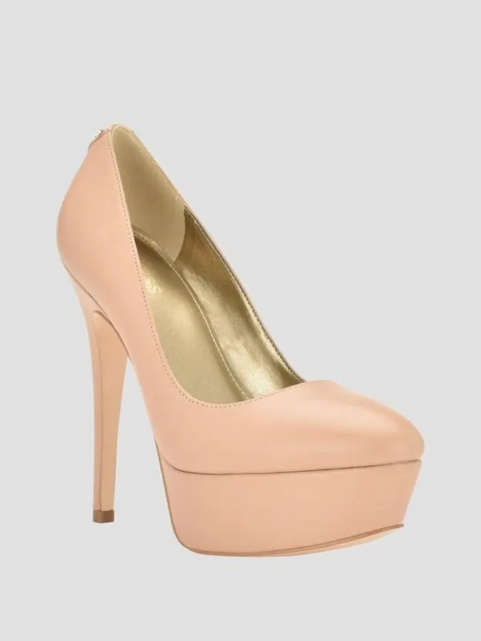 Women GUESS Heels Cador Leather Stiletto Heels Light Natural 110