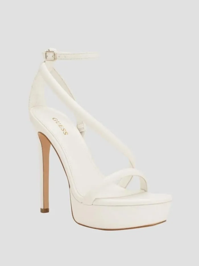 Women GUESS Heels Casilda Strappy Stiletto Heels White