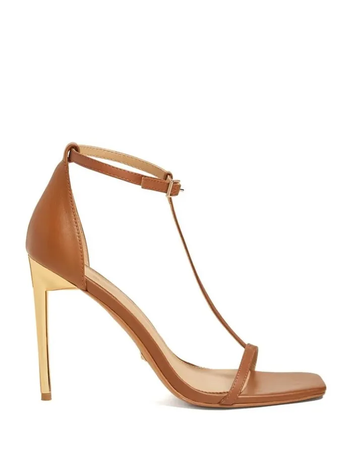 Women GUESS Heels Heeled TStrap Sandal Woodland Multi