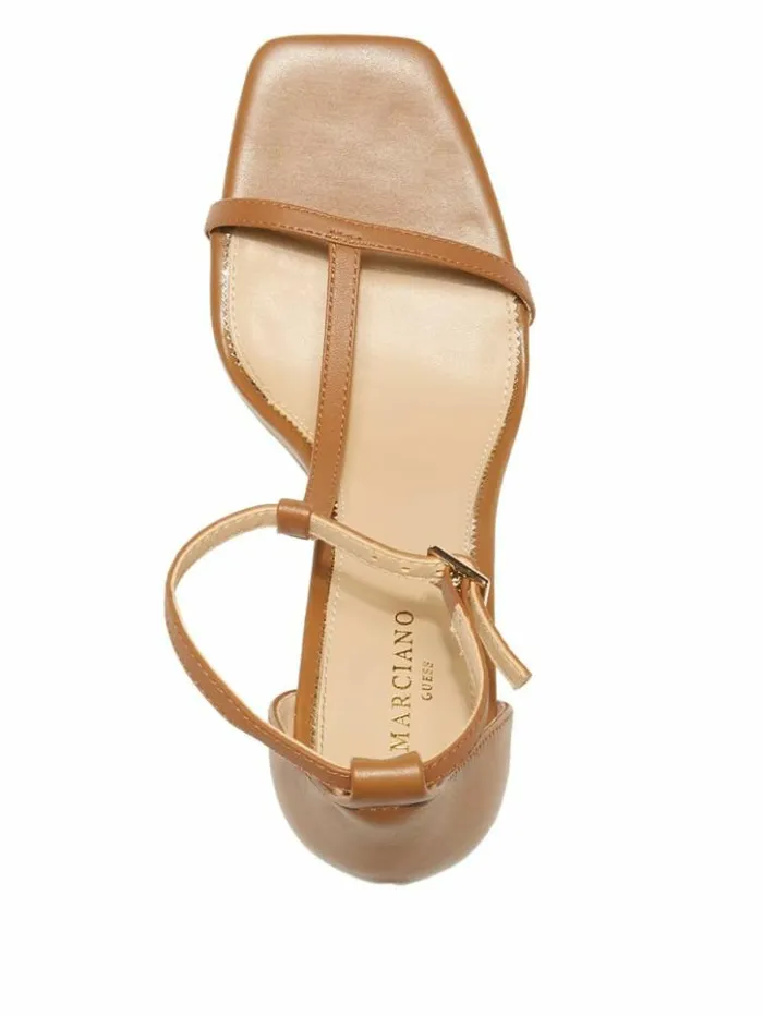 Women GUESS Heels Heeled TStrap Sandal Woodland Multi