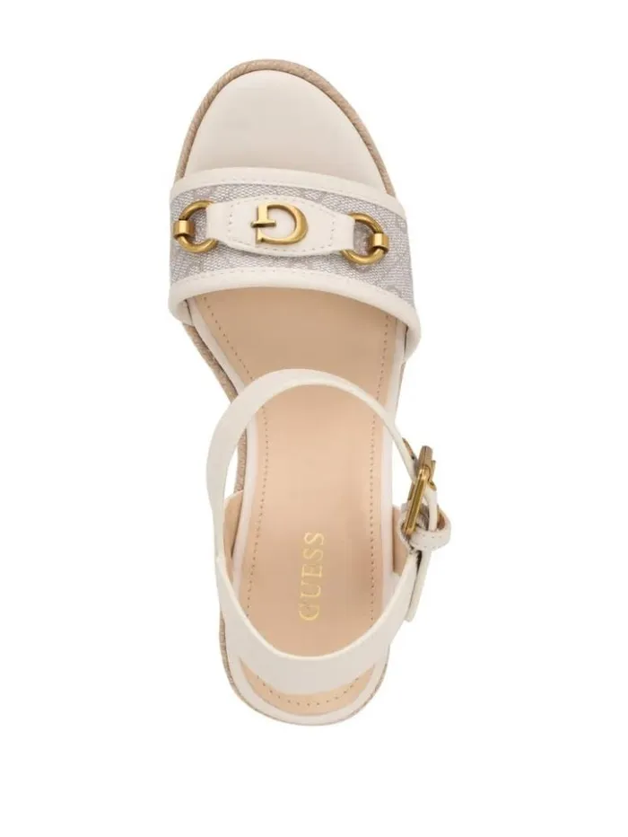 Women GUESS Heels Hisley Wedge Sandals Ivory 150