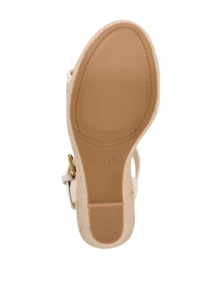 Women GUESS Heels Hisley Wedge Sandals Ivory 150