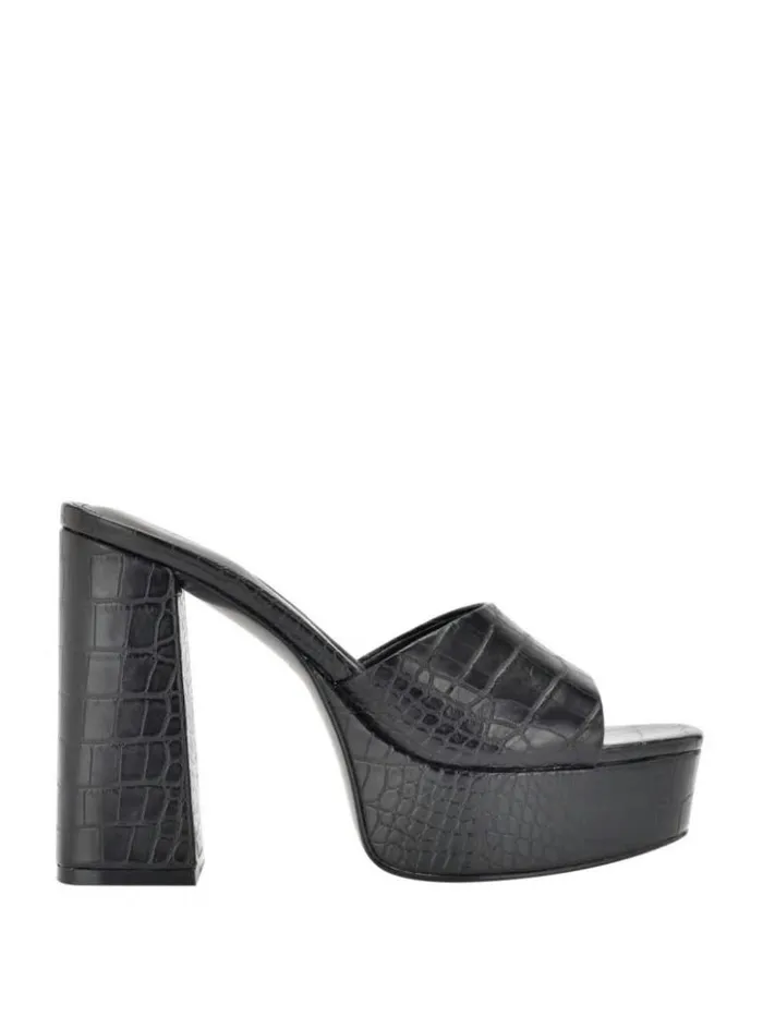 Women GUESS Heels Jadah CrocodileEmbossed Platform Heels Black 002