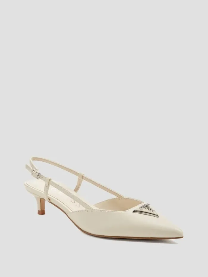 Women GUESS Heels Jesson Triangle Kitten Heels Ivory 150