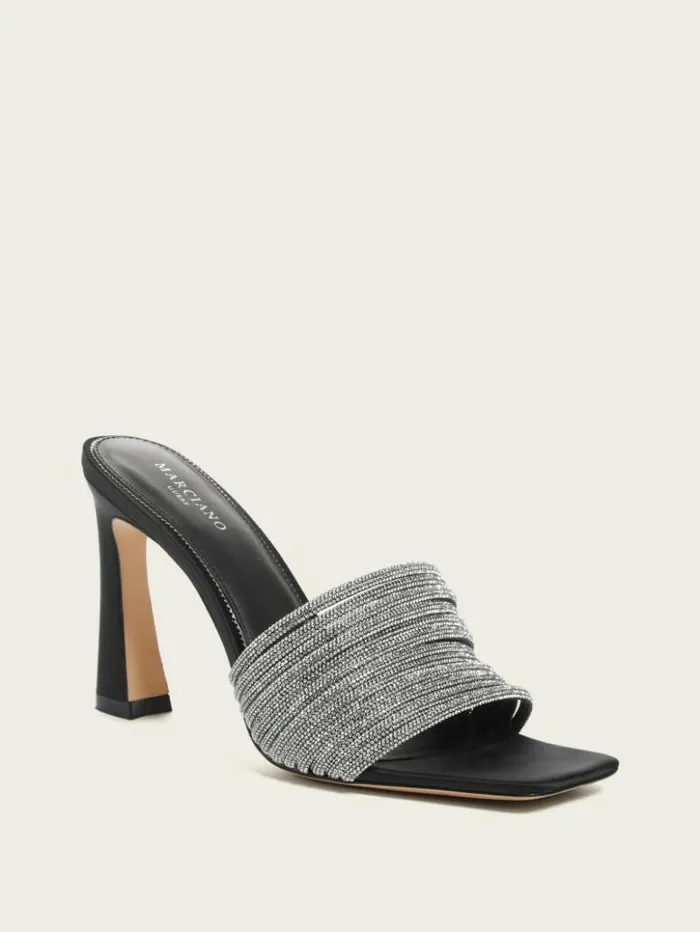 Women GUESS Heels Leah Crystal Heeled Mule Black