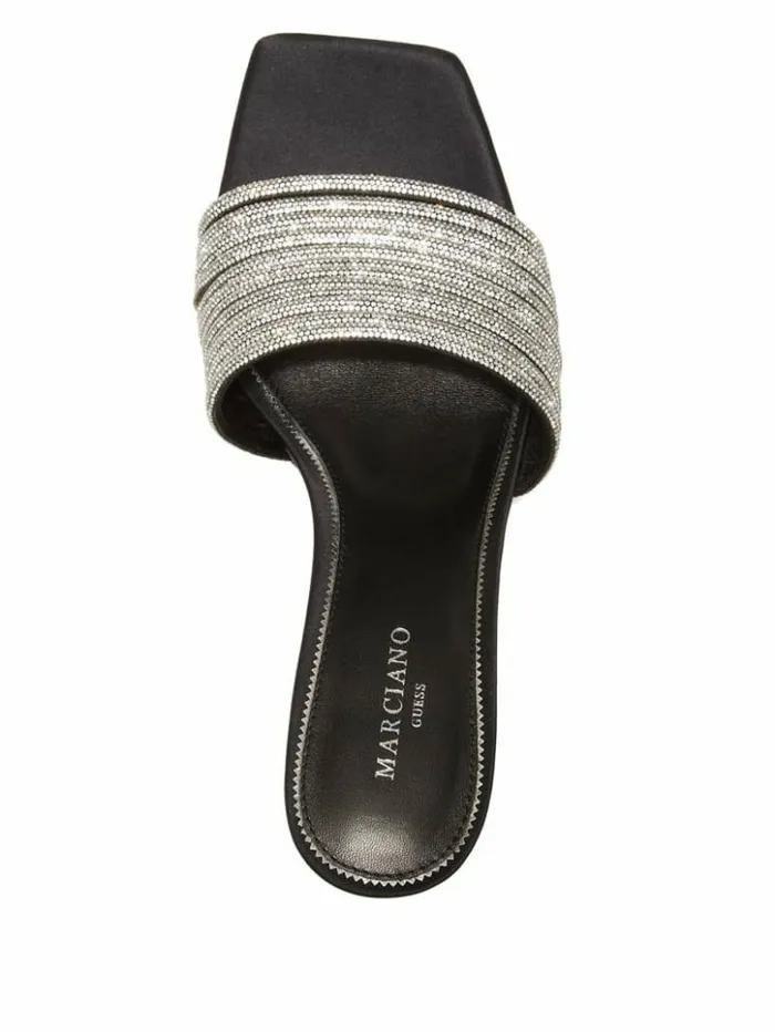 Women GUESS Heels Leah Crystal Heeled Mule Black