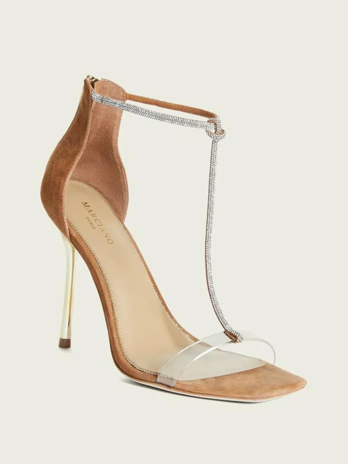 Women GUESS Heels Olivia Embellished Heeled Sandal Cognac