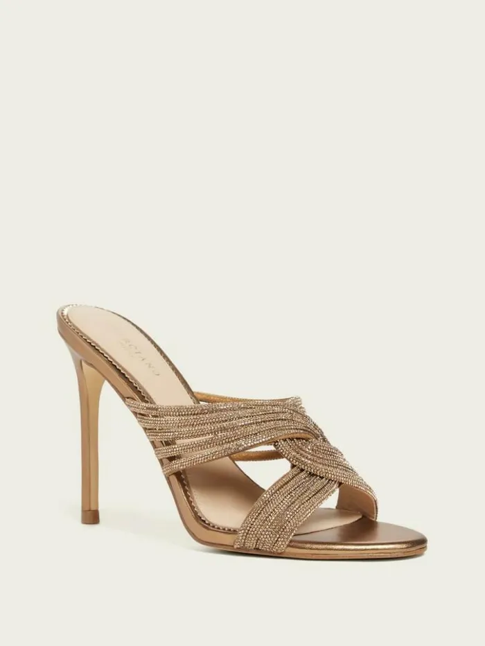 Women GUESS Heels Rhinestone Strappy Heel Light Natural