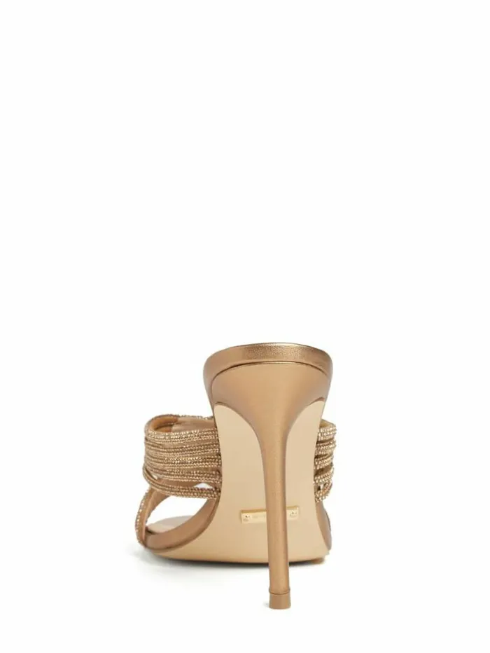 Women GUESS Heels Rhinestone Strappy Heel Light Natural
