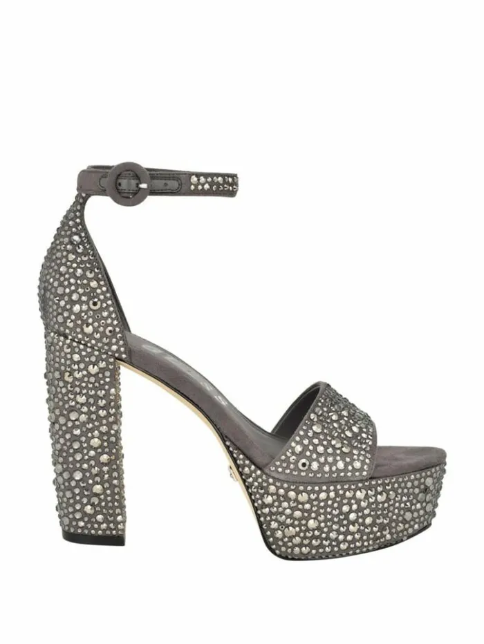 Women GUESS Heels Setone Rhinestone Platform Heels Medium Grey