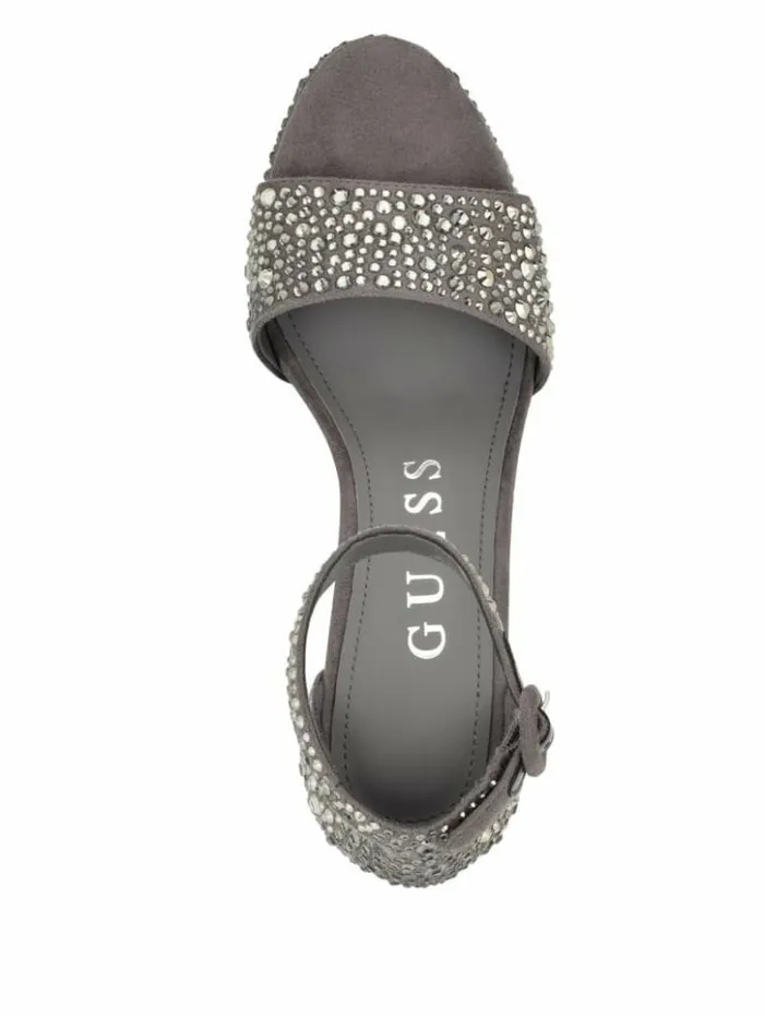 Women GUESS Heels Setone Rhinestone Platform Heels Medium Grey
