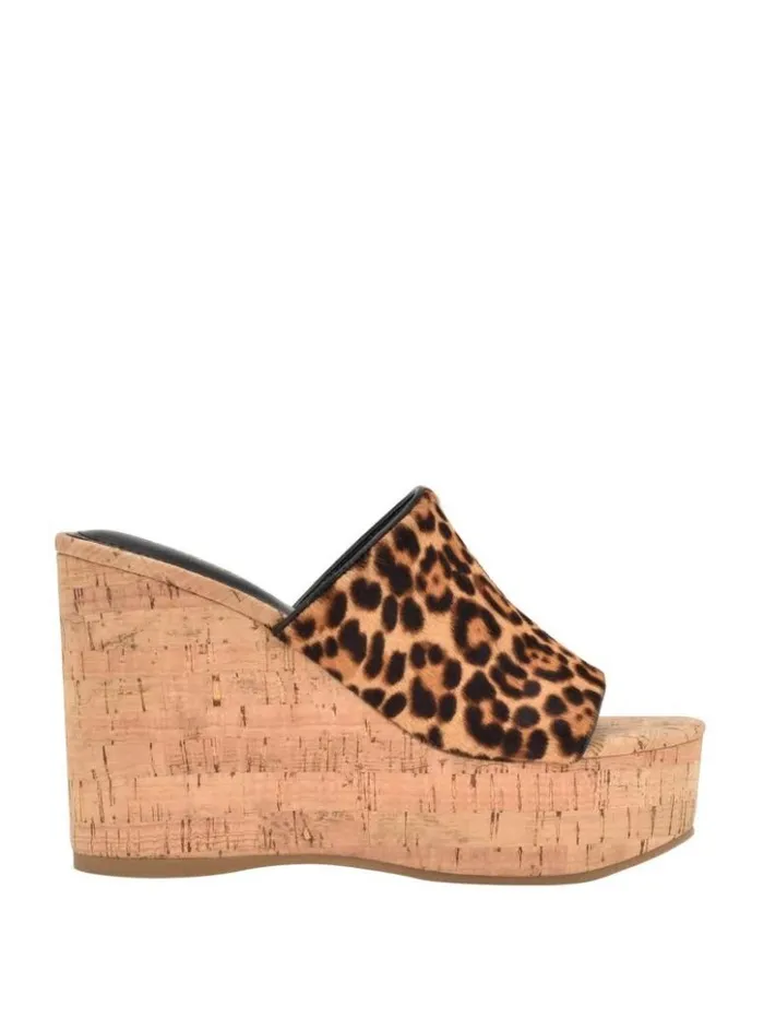 Women GUESS Heels Yenise Wedge Sandals Medium Brown