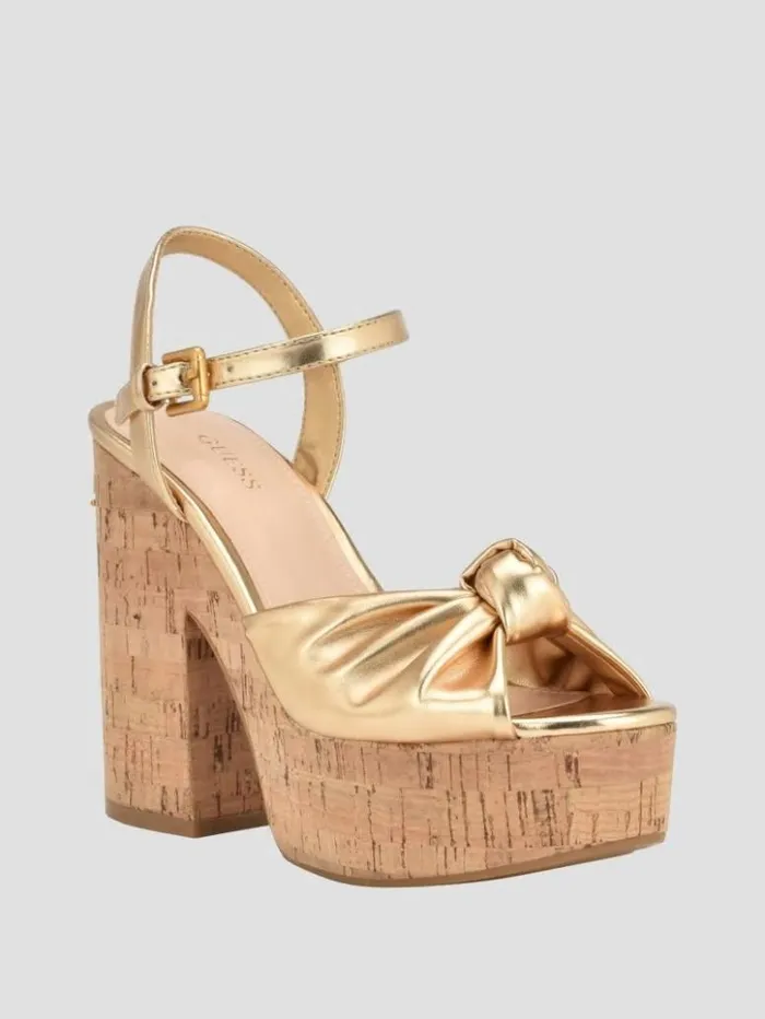 Women GUESS Heels Yipster Platform Heeled Sandals Gold