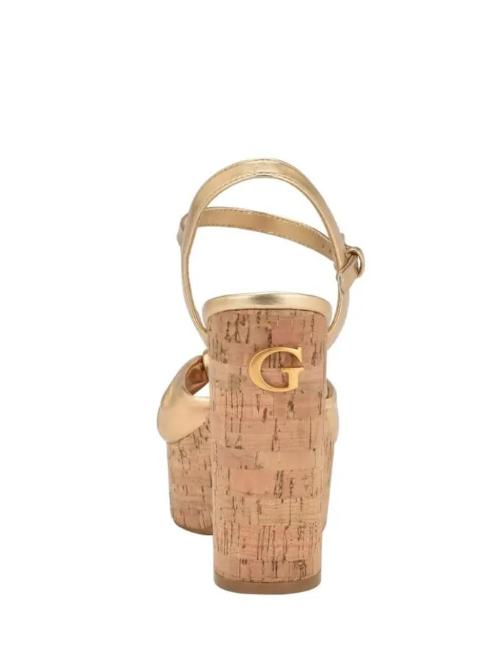 Women GUESS Heels Yipster Platform Heeled Sandals Gold
