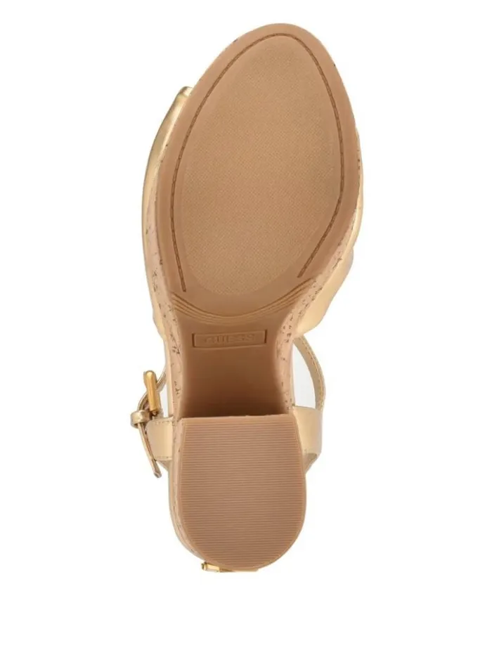 Women GUESS Heels Yipster Platform Heeled Sandals Gold