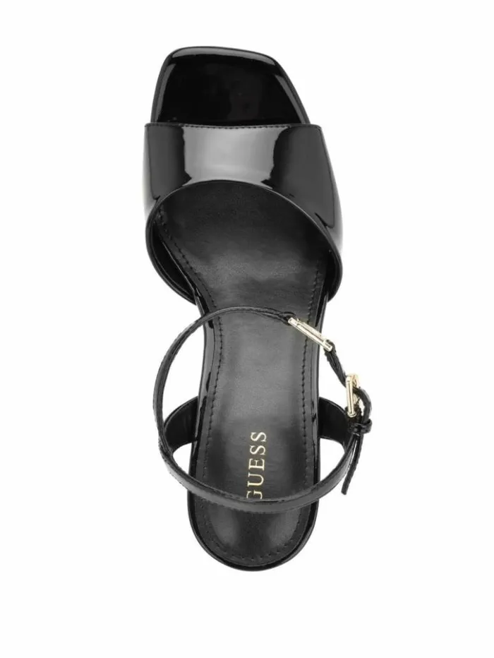 Women GUESS Heels Zione Patent Wedges Black 001