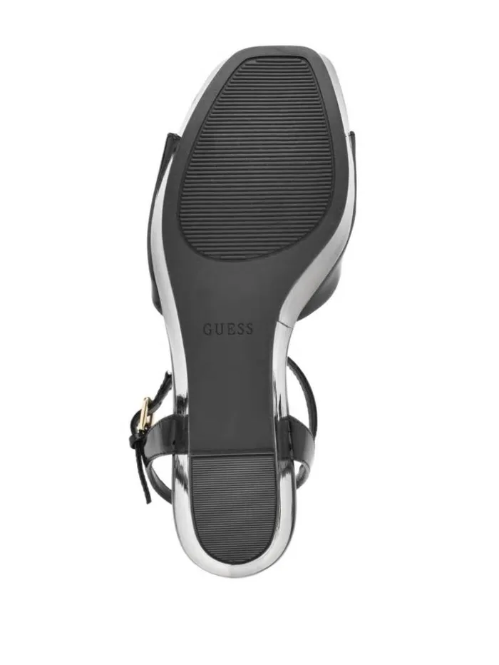 Women GUESS Heels Zione Patent Wedges Black 001