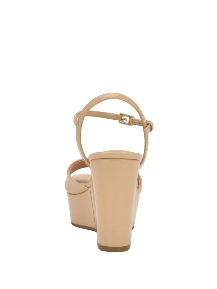 Women GUESS Heels Zione Patent Wedges Light Natural 110