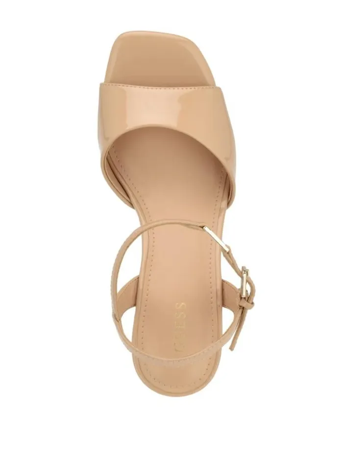 Women GUESS Heels Zione Patent Wedges Light Natural 110