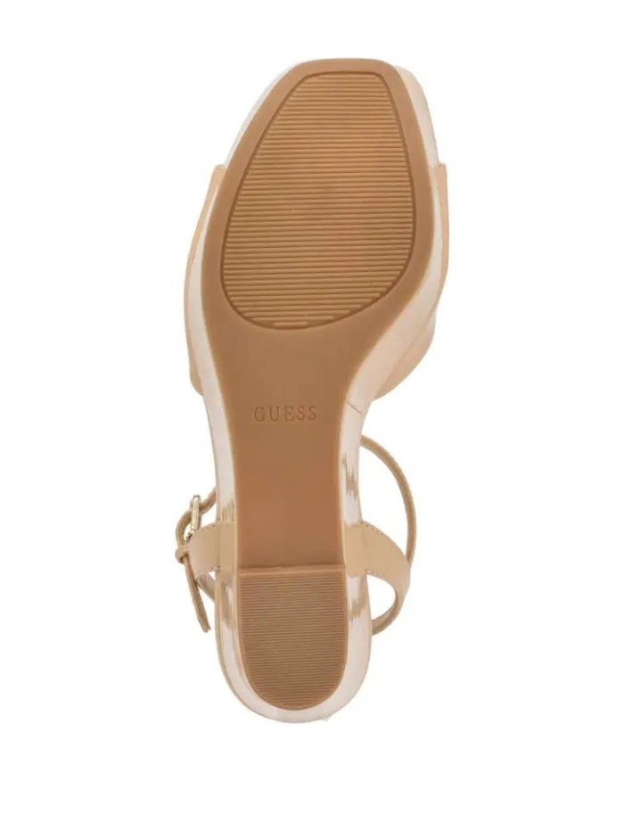 Women GUESS Heels Zione Patent Wedges Light Natural 110