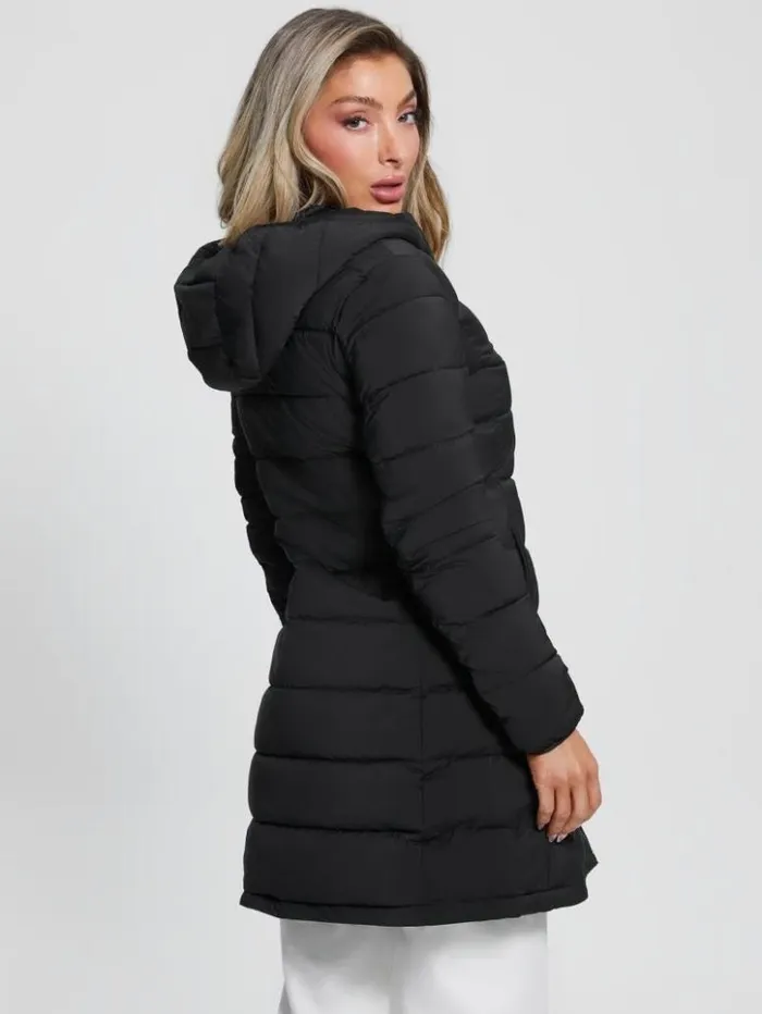 Women GUESS Jackets and Coats Aleta Long Puffer Jacket Black