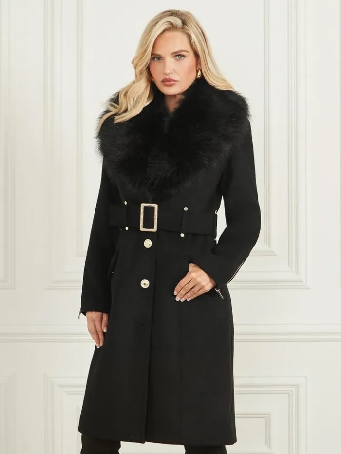 Women GUESS Jackets and Coats Alice WoolBlend Coat Black