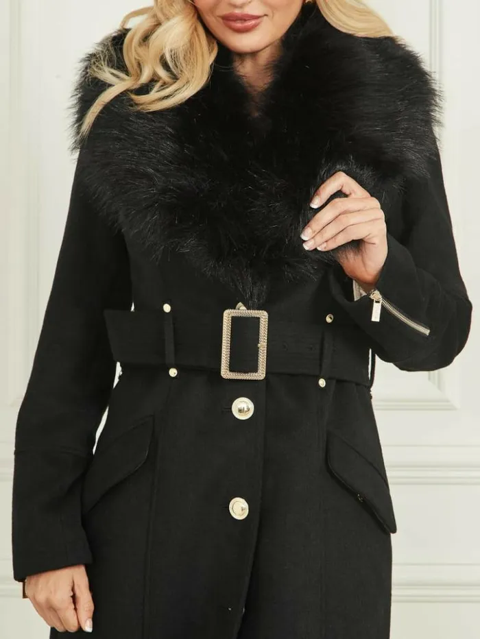 Women GUESS Jackets and Coats Alice WoolBlend Coat Black